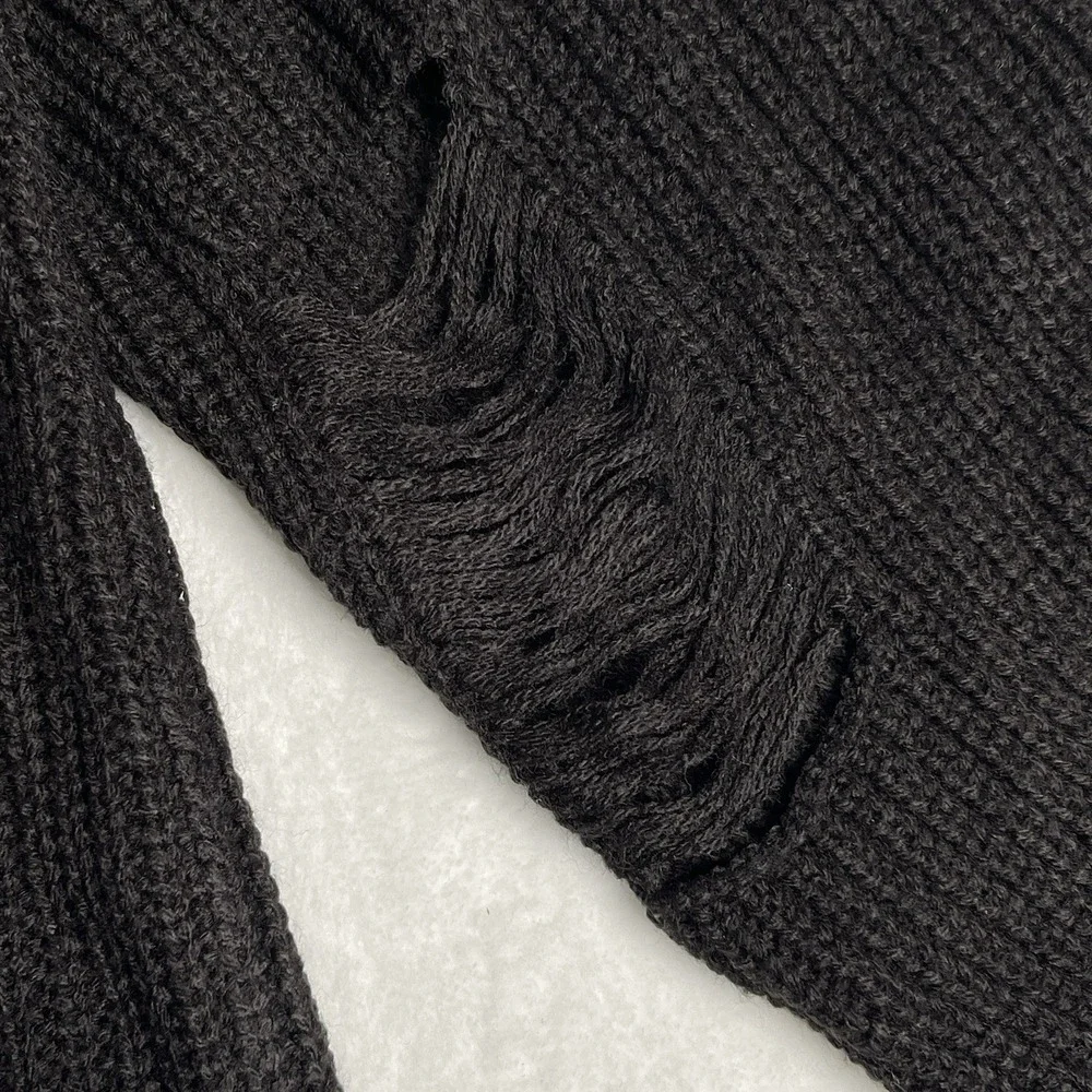NWT Womens Sweater Plus Size‎ 3X Frayed Whimsy Goth Grunge Distressed Black Flaw